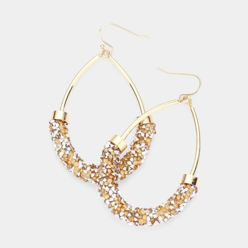 Francesca’s • Large Teardrop Sparkle Encrusted Earrings - Picture 5 of 5